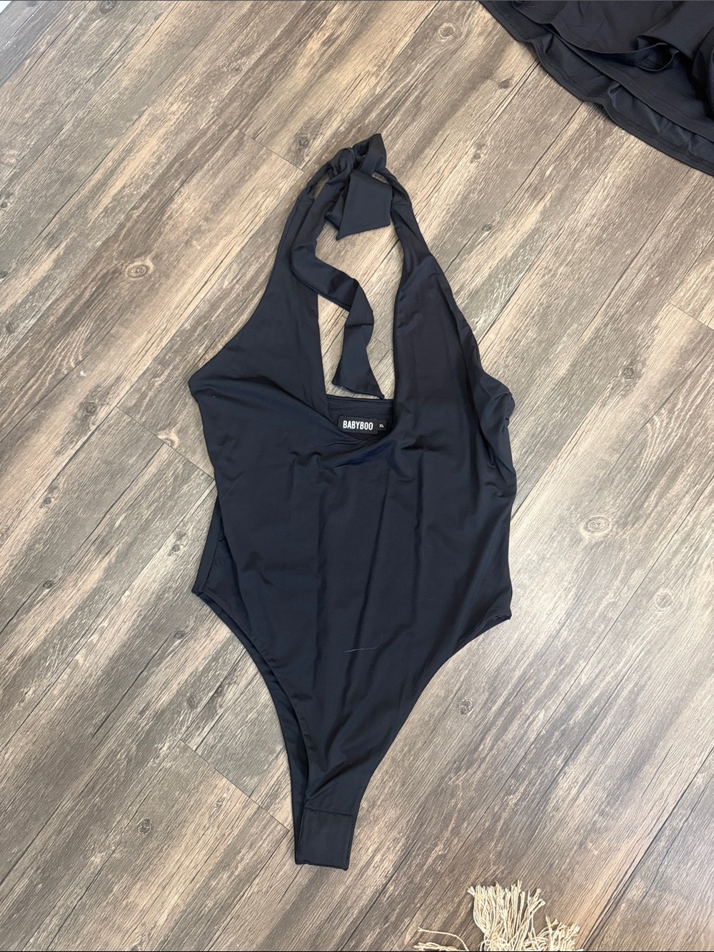 BABYBOO Black Halter Tie-Back Bodysuit